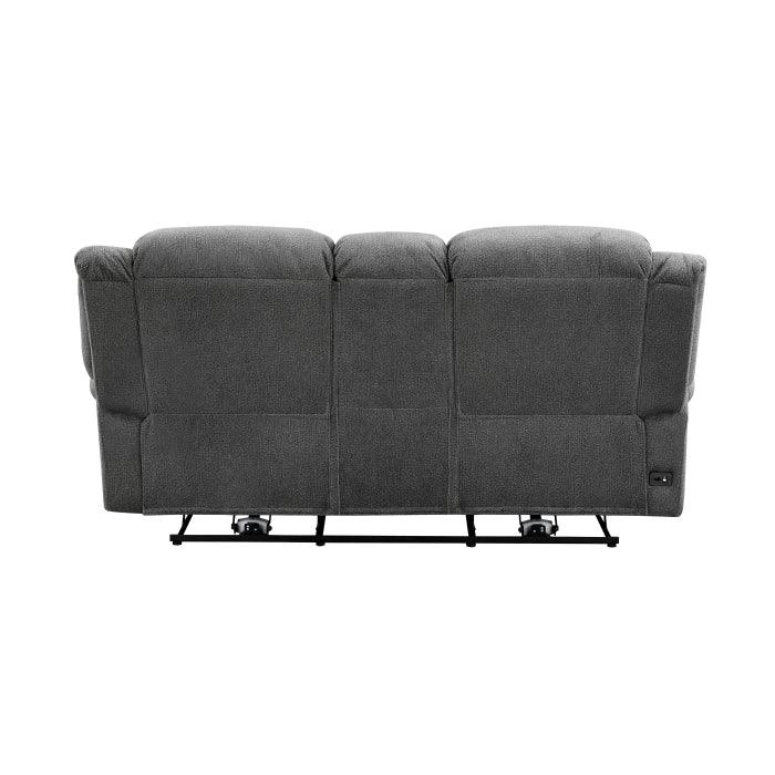 Brennen Power Double Reclining Love Seat With Center Console In Charcoal 9204Cc-2Pw | Homelegance
