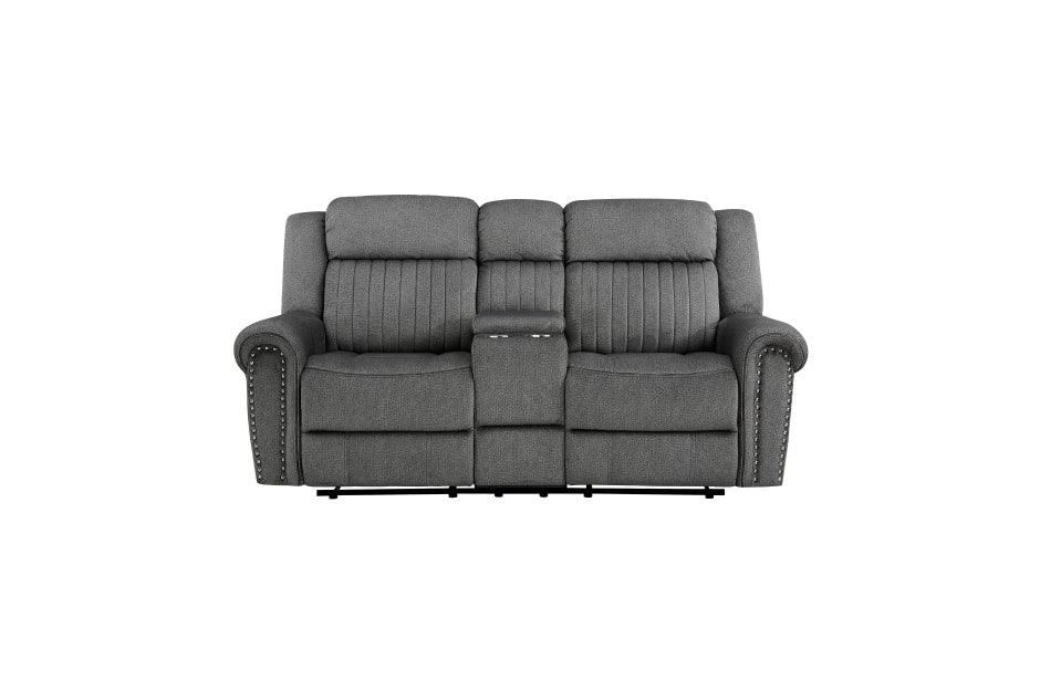 Brennen Double Reclining Loveseat With Center Console In Charcoal 9204Cc-2 | Homelegance