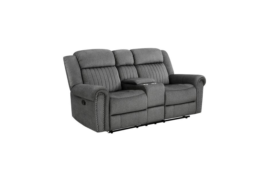 Brennen Double Reclining Loveseat With Center Console In Charcoal 9204Cc-2 | Homelegance
