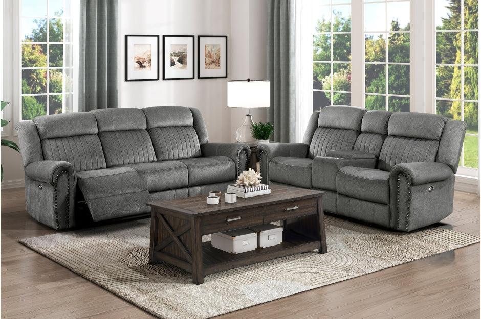 Brennen 2 Piece Power Reclining Sofa Set In Charcoal 9204Cc*2Pw | Homelegance