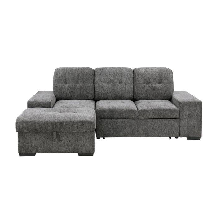 Dadeville 2-Piece Sectional With Pull-Out Bed, Stools And Left Chaise With Hidden Storage In Dark Gray 9205Dg*2Lc2R | Homelegance