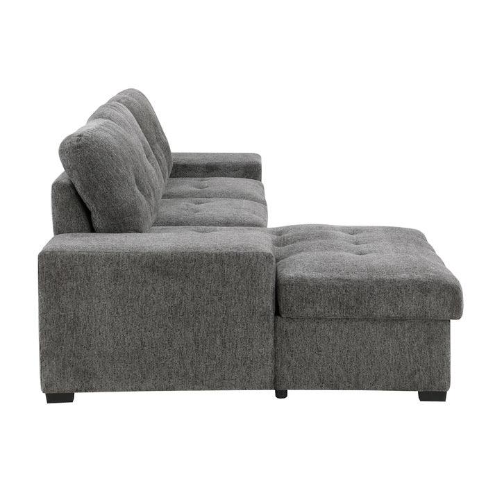 Dadeville 2-Piece Sectional With Pull-Out Bed, Stools And Left Chaise With Hidden Storage In Dark Gray 9205Dg*2Lc2R | Homelegance