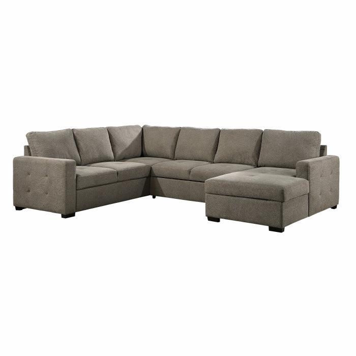 Elton 3-Piece Sectional With Pull-Out Bed And Right Chaise With Hidden Storage In Brown 9206Br*33Lrc | Homelegance