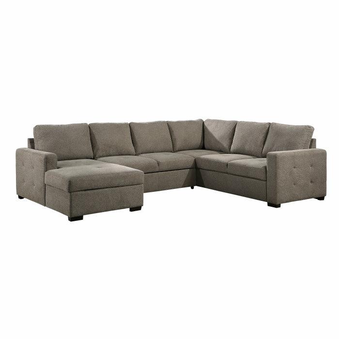 Elton 3-Piece Sectional With Pull-Out Bed And Left Chaise With Hidden Storage In Brown 9206Br*3Lc3R | Homelegance