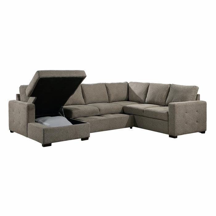 Elton 3-Piece Sectional With Pull-Out Bed And Left Chaise With Hidden Storage In Brown 9206Br*3Lc3R | Homelegance