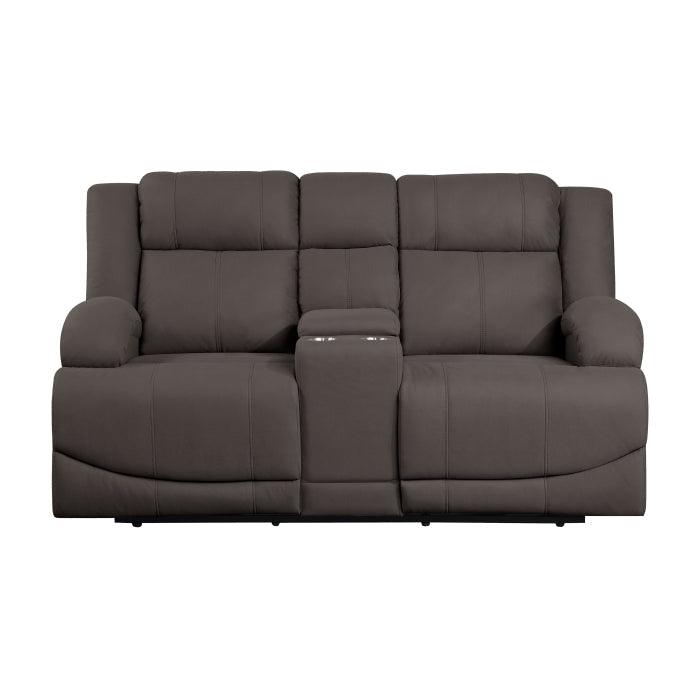 Camryn Power Double Reclining Love Seat With Center Console In Chocolate 9207Chc-2Pw | Homelegance