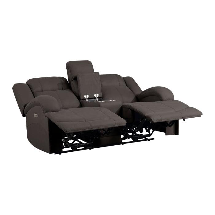 Camryn Power Double Reclining Love Seat With Center Console In Chocolate 9207Chc-2Pw | Homelegance
