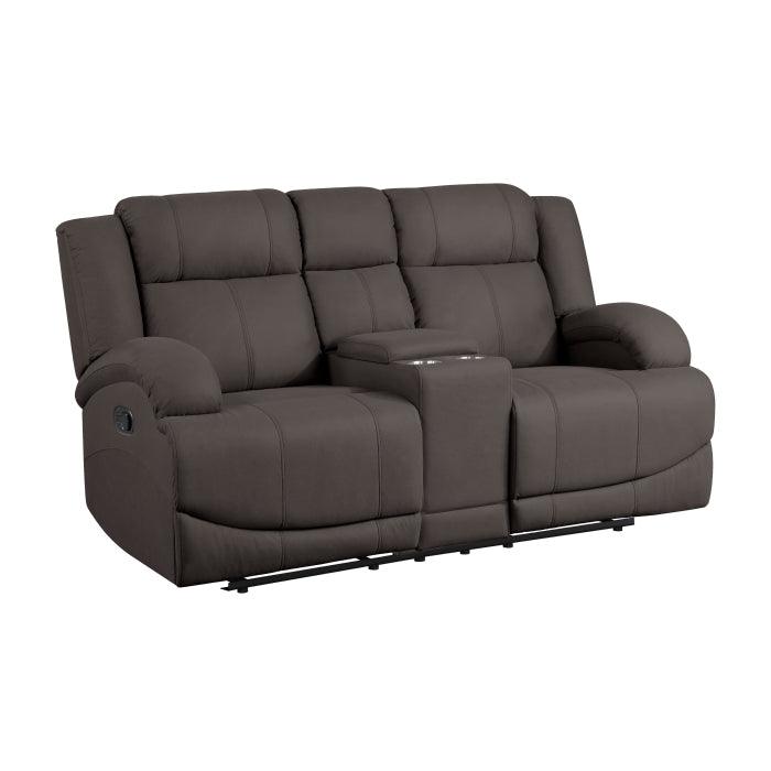 Camryn Double Reclining Loveseat With Center Console In Chocolate 9207Chc-2 | Homelegance