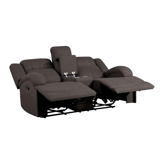 Camryn Double Reclining Loveseat With Center Console In Chocolate 9207Chc-2 | Homelegance