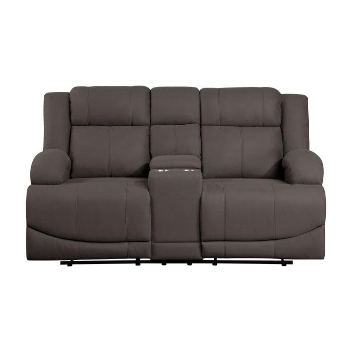 Camryn Double Reclining Loveseat With Center Console In Chocolate 9207Chc-2 | Homelegance