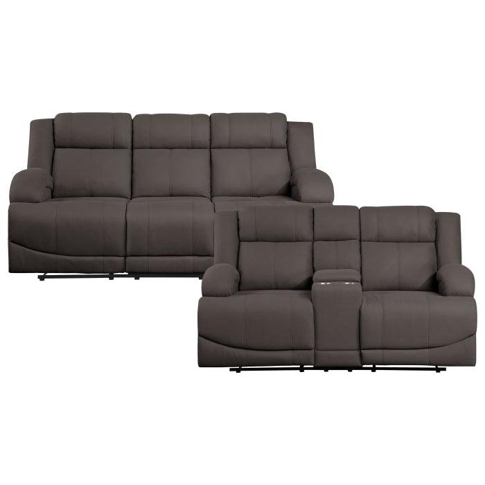 Camryn 2 Piece Double Reclining Sofa Set In Chocolate 9207Chc*2 | Homelegance