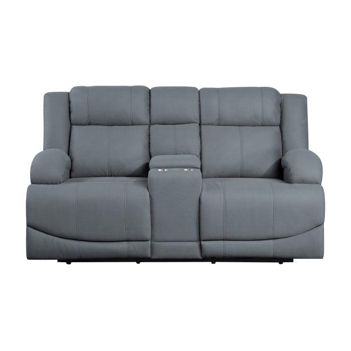 Camryn Power Double Reclining Loveseat With Center Console In Graphite Blue 9207Gpb-2Pw | Homelegance