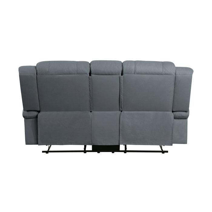 Camryn Double Reclining Loveseat With Center Console In Graphite Blue 9207Gpb-2 | Homelegance
