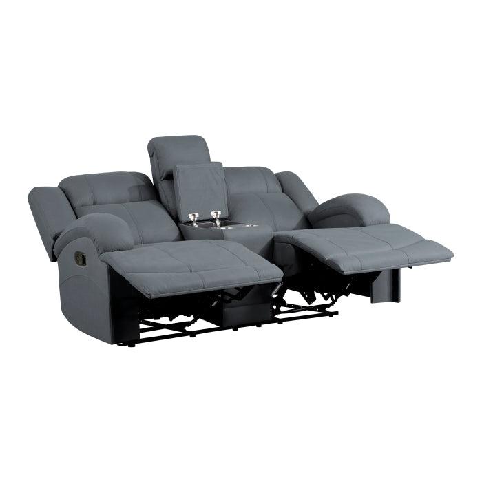 Camryn Double Reclining Loveseat With Center Console In Graphite Blue 9207Gpb-2 | Homelegance
