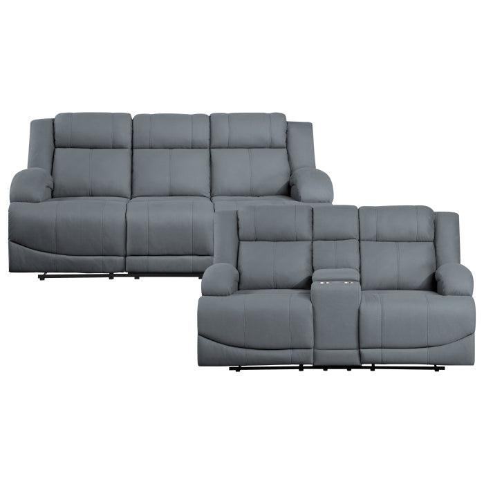 Camryn 2 Piece Reclining Sofa Set In Graphite Blue 9207Gpb*2 | Homelegance