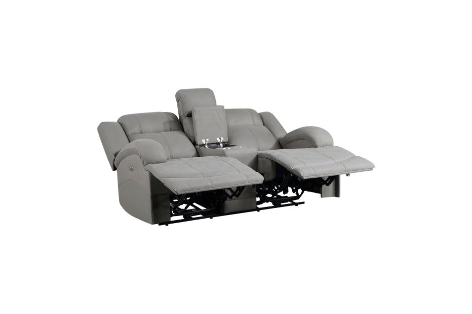 Camryn Power Double Reclining Loveseat With Center Console In Gray 9207Gry-2Pw | Homelegance