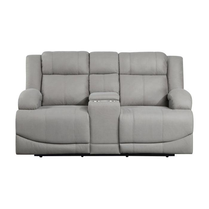 Camryn Power Double Reclining Loveseat With Center Console In Gray 9207Gry-2Pw | Homelegance