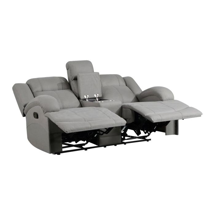 Camryn Double Reclining Loveseat With Center Console In Gray 9207Gry-2 | Homelegance