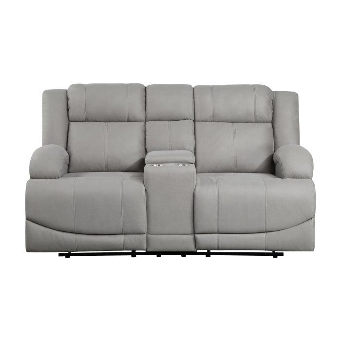 Camryn Double Reclining Loveseat With Center Console In Gray 9207Gry-2 | Homelegance