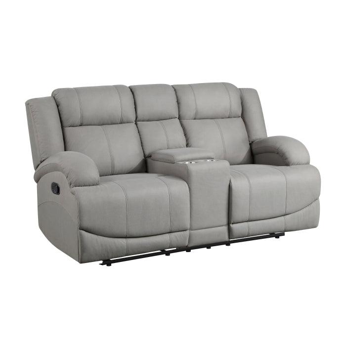 Camryn Double Reclining Loveseat With Center Console In Gray 9207Gry-2 | Homelegance