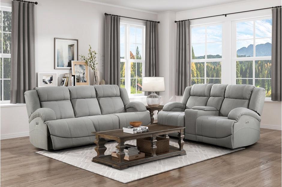 Camryn 2 Piece Power Double Reclining Sofa Set In Gray 9207Gry*2Pw | Homelegance