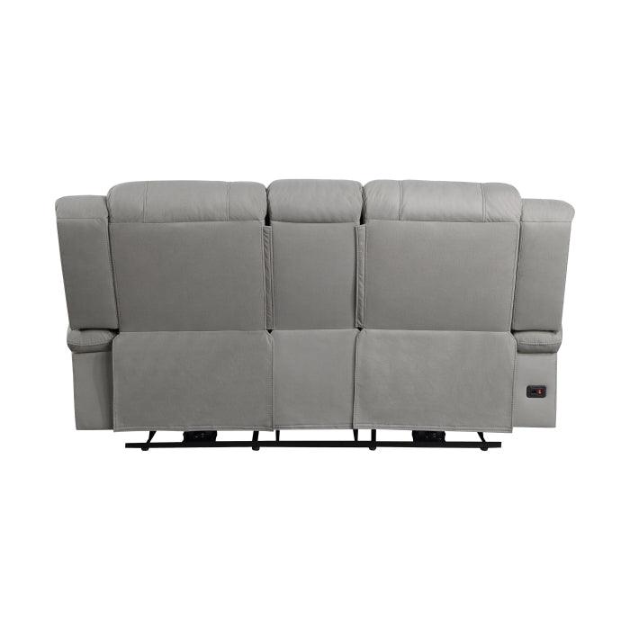 Camryn Power Double Reclining Loveseat With Center Console In Gray 9207Gry-2Pw | Homelegance
