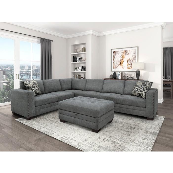 Sidney 3-Piece Sectional With Storage Ottoman And Usb Ports In Gray 9212Gry*3Ot | Homelegance