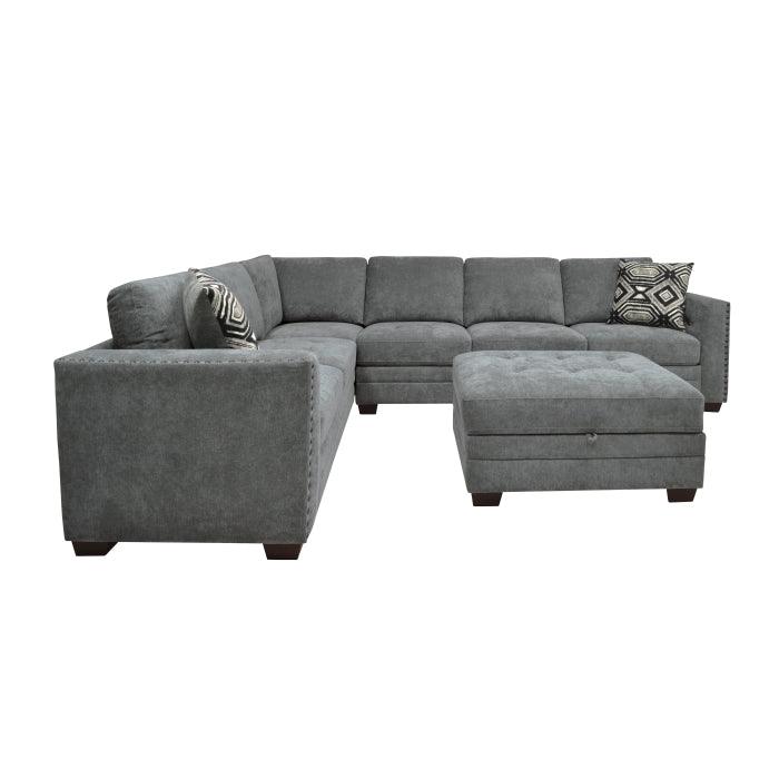 Sidney 3-Piece Sectional With Storage Ottoman And Usb Ports In Gray 9212Gry*3Ot | Homelegance