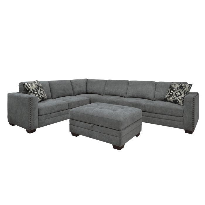 Sidney 3-Piece Sectional With Storage Ottoman And Usb Ports In Gray 9212Gry*3Ot | Homelegance