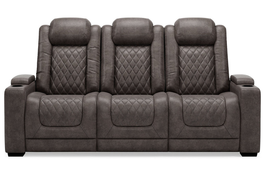 HyllMont Gray Power Reclining Sofa