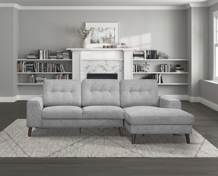 Alexia 2 Piece Sectional With Right Chaise In Gray 9300Gy*Sc | Homelegance
