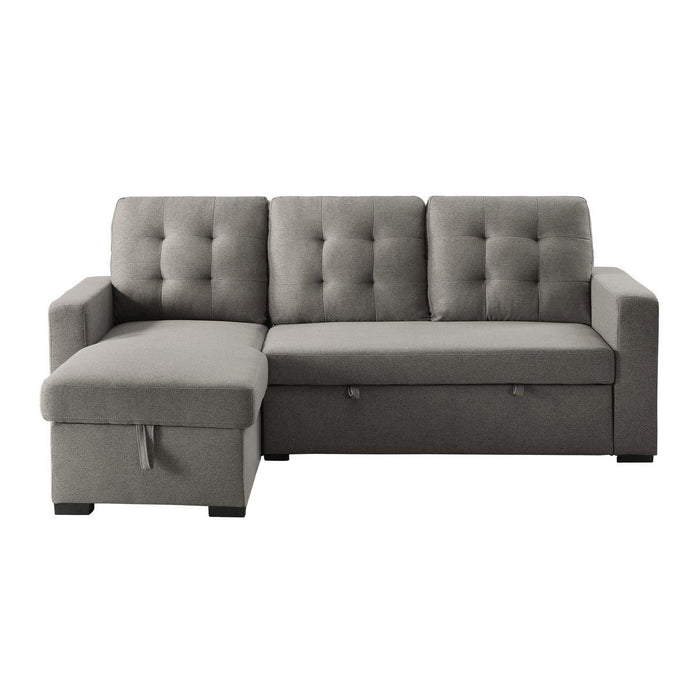 Cornish 2 Piece Reversible Sectional With Pull-Out Bed And Hidden Storage In Gray 9314Gy*Sc | Homelegance