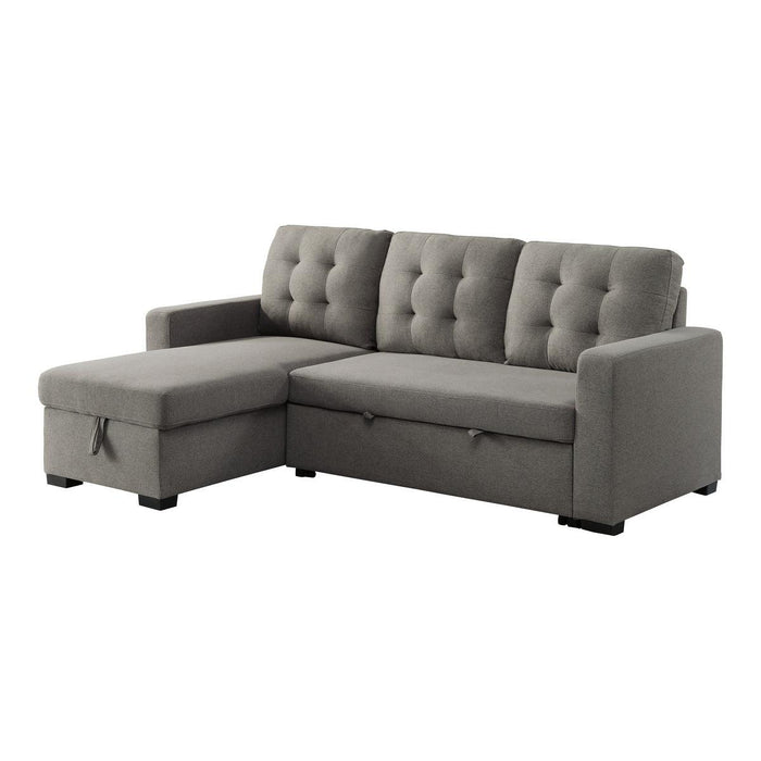 Cornish 2 Piece Reversible Sectional With Pull-Out Bed And Hidden Storage In Gray 9314Gy*Sc | Homelegance