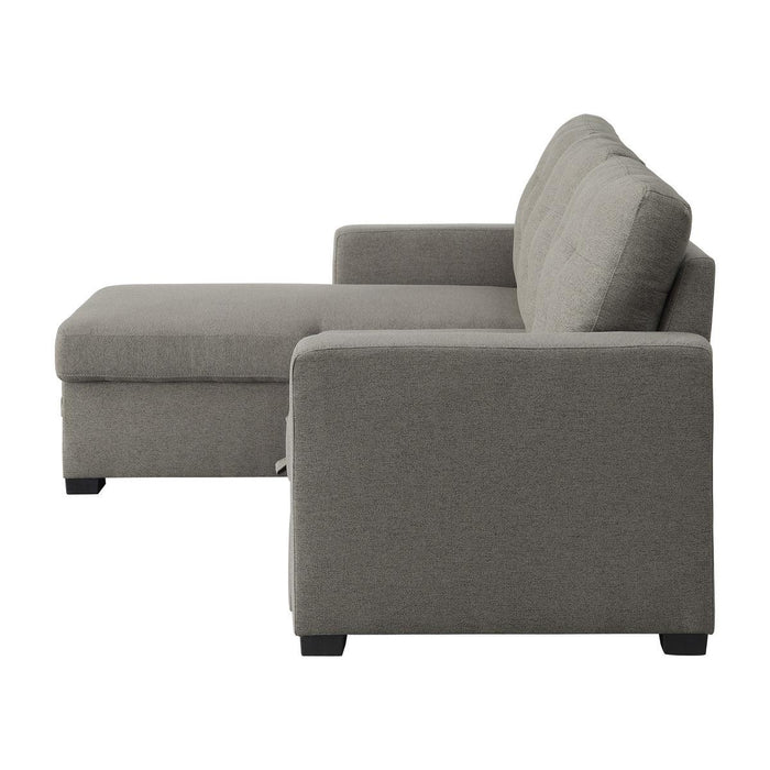 Cornish 2 Piece Reversible Sectional With Pull-Out Bed And Hidden Storage In Gray 9314Gy*Sc | Homelegance