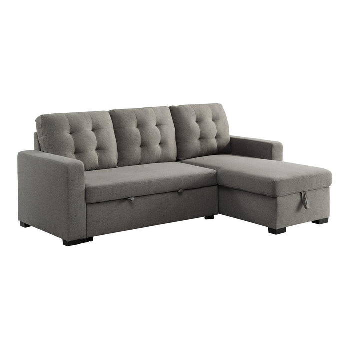 Cornish 2 Piece Reversible Sectional With Pull-Out Bed And Hidden Storage In Gray 9314Gy*Sc | Homelegance