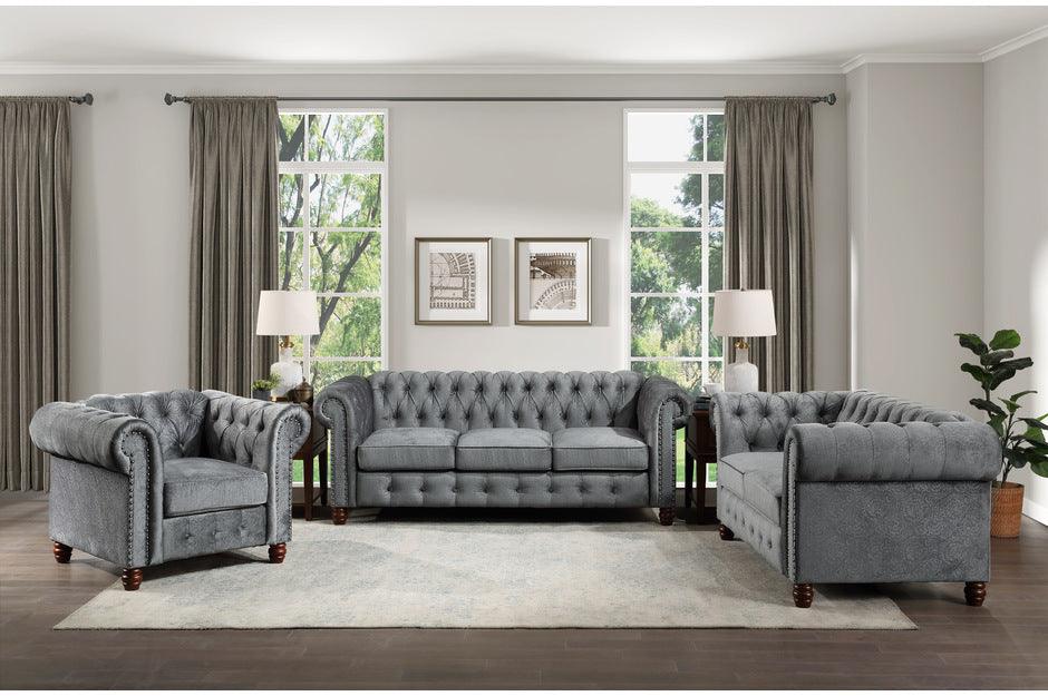 Welwyn 3 Piece Sofa Set In Dark Gray 9326Dg-3-2-1 | Homelegance