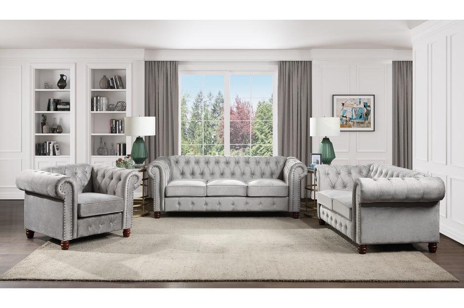 Welwyn 3 Piece Sofa Set In Gray 9326Gy-3-2-1 | Homelegance