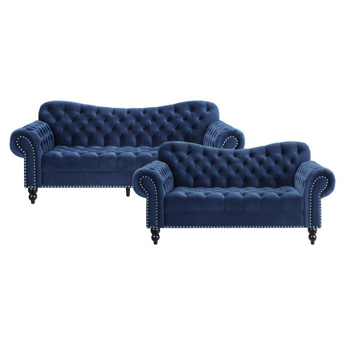 Rosalie 2 Piece Sofa Set In Navy Blue 9330Bu*2 | Homelegance