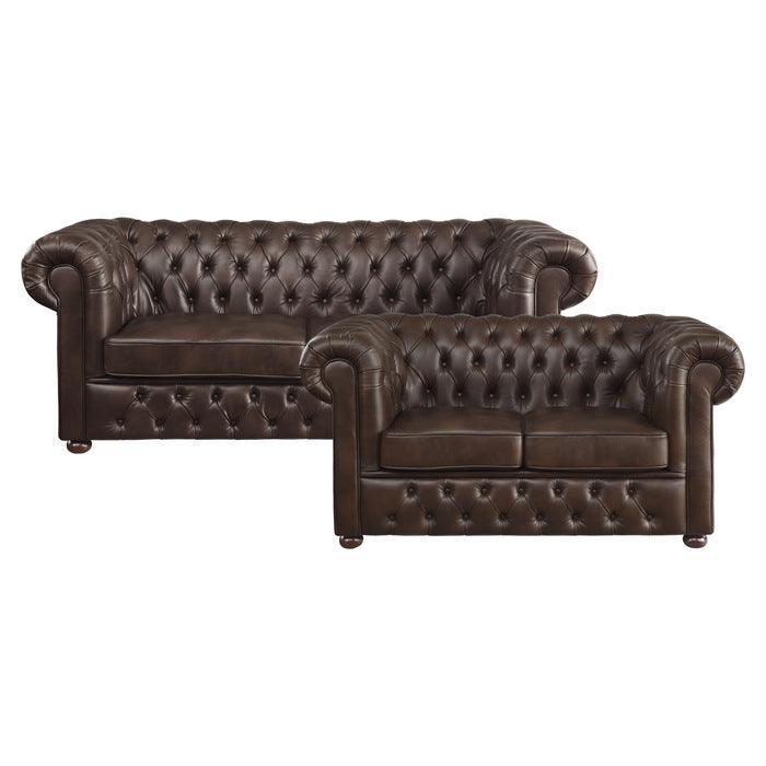 Tiverton 2 Piece Sofa Set In Brown 9335Brw*2 | Homelegance