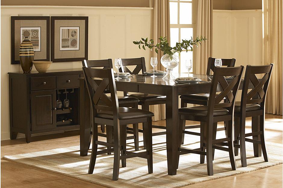 Crown Point 7 Piece Counter Height Table Set In Warm Merlot 1372-36-7Set | Homelegance