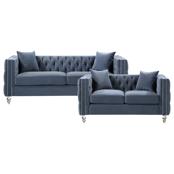 Orina 2 Piece Living Room Set In Blue 9349Dbu*2 | Homelegance