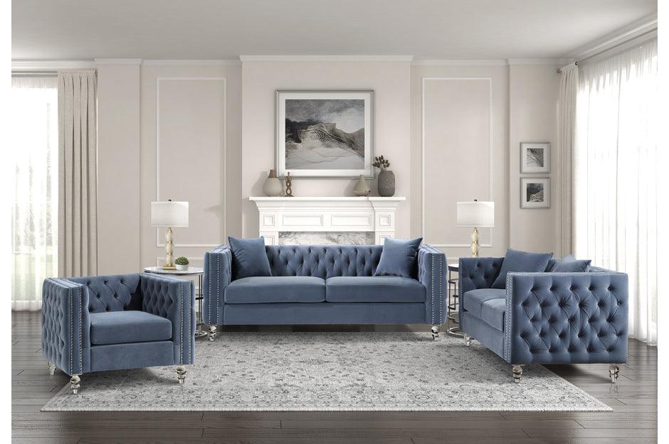 Orina 3 Piece Living Room Set In Blue 9349Dbu-3-2-1 | Homelegance
