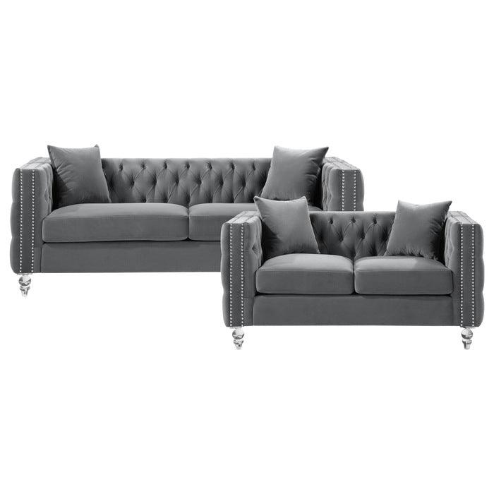 Orina 2 Piece Living Room Set In Gray 9349Gry*2 | Homelegance