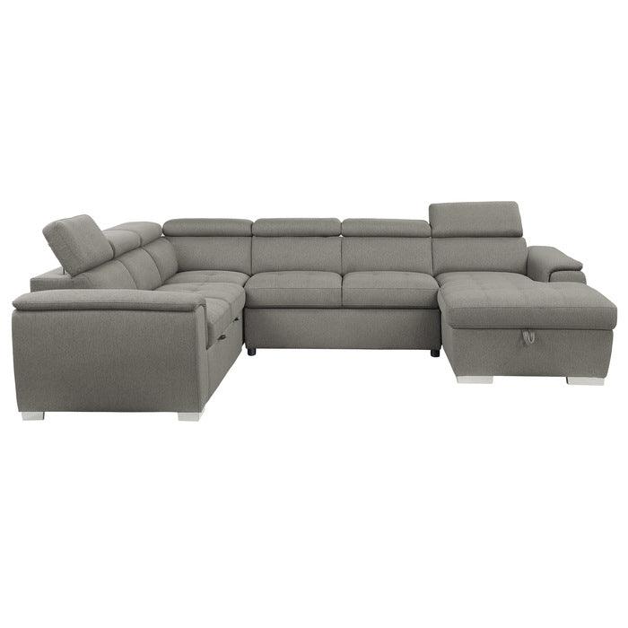Berel 4-Piece Sectional With Pull-Out Bed And Adjustable Headrests In Brown 9355Br*42Lrc | Homelegance