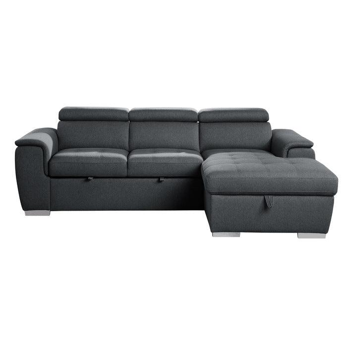 Berel 2-Piece Sectional With Pull-Out Bed And Adjustable Headrests In Charcoal 9355Cc*22Lrc | Homelegance