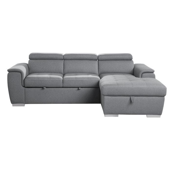 Berel 2-Piece Sectional With Pull-Out Bed And Adjustable Headrests In Gray 9355Gy*22Lrc | Homelegance