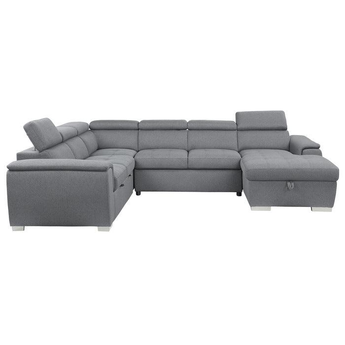 Berel 4-Piece Sectional With Pull-Out Bed And Adjustable Headrests In Gray 9355Gy*42Lrc | Homelegance