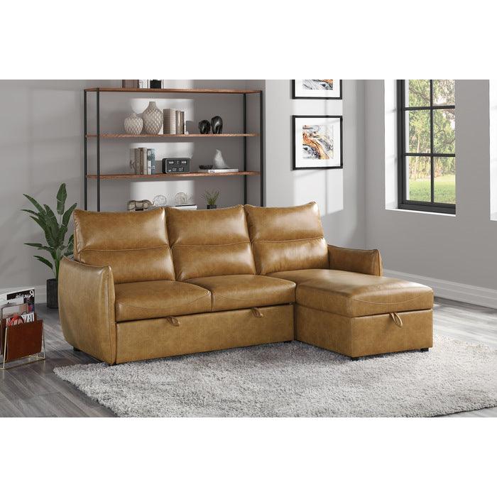 Delara 2-Piece Reversible Sectional With Pull-Out Bed And Hidden Storage In Brown 9358Sd*Sc | Homelegance
