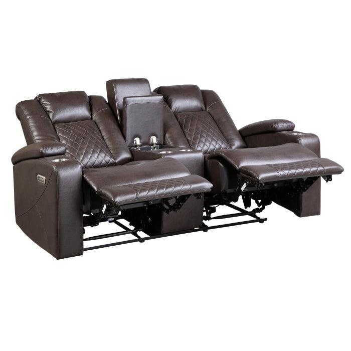 Caelan 2 Piece Power Reclining Sofa Set In Dark Brown 9366Db*2Pwh | Homelegance