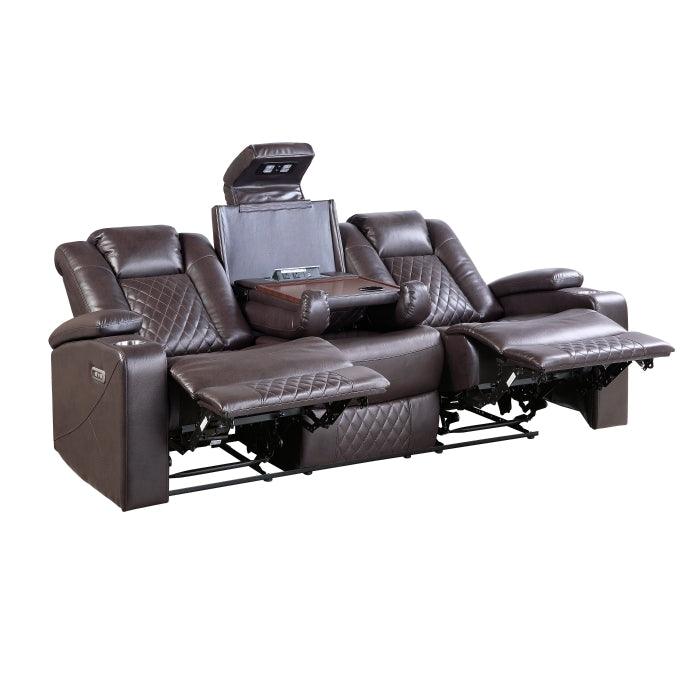 Caelan 2 Piece Power Reclining Sofa Set In Dark Brown 9366Db*2Pwh | Homelegance